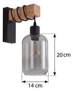 Brilagi - Nástěnné svítidlo WOOD GLASS 1xE27/60W/230V borovice/černá/kouř šedá