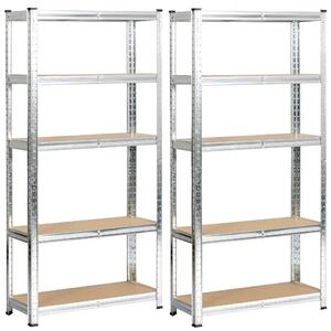 Ak furniture Sada 2 ks kovových regálů REGMET 70x30x154 cm stříbrná