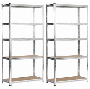 Ak furniture Sada 2 ks kovových regálů REGMET 80x40x180 cm stříbrná