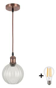 Brilagi - LED Lustr na lanku RETRO GLASS 1xE27/60W/230V pr. 18 cm měděná/čirá