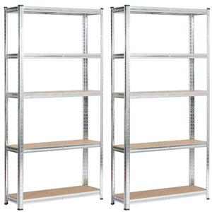Ak furniture Sada 2 ks kovových regálů REGMET 90x30x180 cm stříbrná