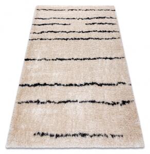 Makro Abra Kusový shaggy koberec FLUFFY 2371 Proužky krémový / antracitový Rozměr: 60x100 cm
