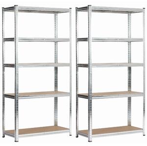 Ak furniture Sada 2 ks kovových regálů REGMET 90x40x180 cm stříbrná