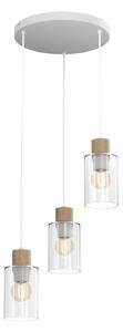 Lustr na lanku MADERA 3xE27/60W/230V bílá/dřevo