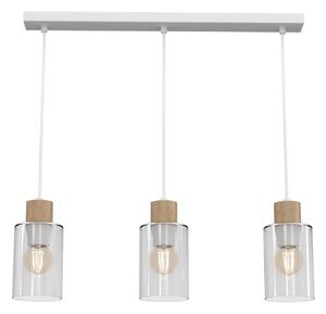 Lustr na lanku MADERA 3xE27/60W/230V bílá/dřevo