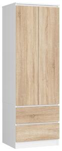 Ak furniture Šatní skříň Star 60 cm bílá/dub sonoma