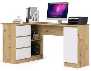 Ak furniture Rohový psací stůl B20 155 cm dub artisan/bílý levý