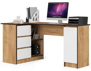 Ak furniture Rohový psací stůl B20 155 cm dub craft zlatý/bílý levý