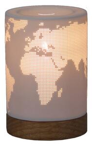 3869 Stolní Lampa Mapa Světa Dřevo Porcelán