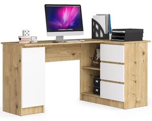 Ak furniture Rohový psací stůl B20 155 cm dub artisan/bílý pravý