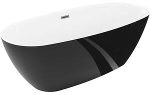 Mexen Luvo Slim, volně stojící vana 170 × 75 cm, bílá-černá, grafitový přepad, 52801707575-66
