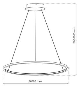 LED Lustr na lanku SATURNO LED/57W/230V pr. 100 cm IP44 černá