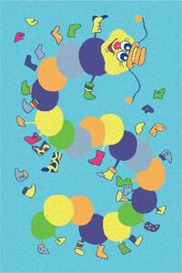 Dětský kusový koberec Agnella Funky Top Iwo Stonožka Modrý Rozměr: 100x170 cm