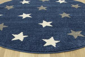 Makro Abra Kulatý dětský koberec EMILY KIDS 5767A Hvězdičky Modrý Krémový Rozměr: průměr 100 cm