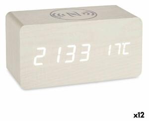 3892 Stolní digitální hodiny Bílý PVC Dřevo MDF (15 x 7,5 x 7 cm) (12 kusů)