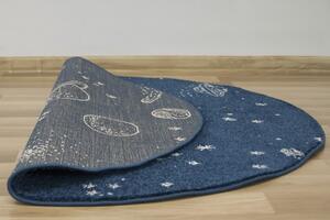 Makro Abra Kulatý dětský koberec EMILY KIDS 5865A Vesmír Měsíc Planety Modrý Rozměr: průměr 100 cm