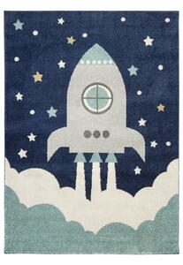 Makro Abra Dětský kusový koberec Emily Kids 5858A Raketa Hvězdy Modrý Rozměr: 240x330 cm
