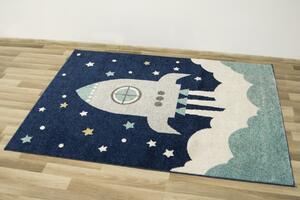 Makro Abra Dětský kusový koberec Emily Kids 5858A Raketa Hvězdy Modrý Rozměr: 240x330 cm