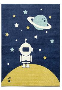 Makro Abra Dětský kusový koberec Emily Kids 5855A Kosmonaut Modrý Žlutý Rozměr: 140x190 cm