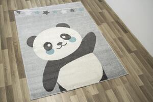 Makro Abra Dětský kusový koberec Emily Kids 5864A Míša Panda Béžový Modrý Rozměr: 80x150 cm