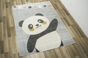 Makro Abra Dětský kusový koberec Emily Kids 5864A Míša Panda Šedý Žlutý Rozměr: 160x230 cm