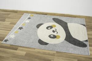 Makro Abra Dětský kusový koberec Emily Kids 5864A Míša Panda Šedý Žlutý Rozměr: 80x150 cm