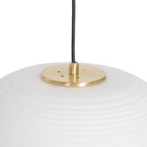 Designová závěsná lampa zlatá 3-světelná s opálovým sklem - Hero