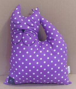 Lucas Wood Style Polštář kočička - fialový s puntíky