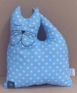 Lucas Wood Style Polštář kočička - světle modrý s puntíky