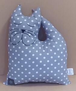 Lucas Wood Style Polštář kočička - šedý s puntíky