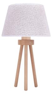 Duolla - Stolní lampa BOUCLE 1xE27/15W/230V pr. 28 cm bílá/dřevo