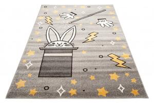 Makro Abra Dětský kusový koberec FIESTA 36313/37224 Zajíc Klobouk Kouzelník šedý Rozměr: 60x110 cm