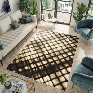 Makro Abra Moderní kusový koberec FIESTA 36324/37224 černý béžový žlutý Rozměr: 120x170 cm