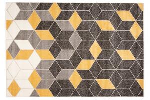 Makro Abra Moderní kusový koberec FIESTA 36327/37254 Kostky 3D tmavě šedý žlutý Rozměr: 80x150 cm