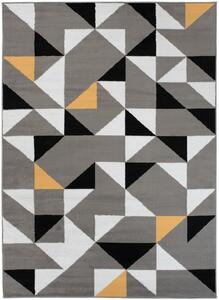 Makro Abra Kusový koberec moderní MAYA Z896A Trojúhelníky šedý žlutý Rozměr: 130x190 cm