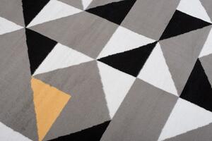 Makro Abra Kusový koberec moderní MAYA Z896A Trojúhelníky šedý žlutý Rozměr: 160x230 cm