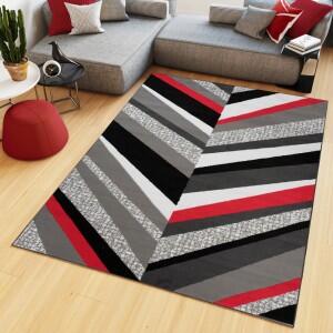 Makro Abra Kusový koberec moderní MAYA Z899E šedý červený Rozměr: 200x200 cm