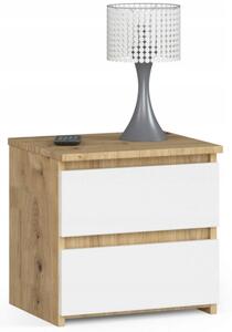Akord noční stolek CL2 40 cm se 2 zásuvkami - dub artisan/bílá 40 x 40 x 35