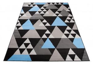 Makro Abra Kusový koberec moderní MAYA Z900B Trojúhelníky modrý černý Rozměr: 250x350 cm