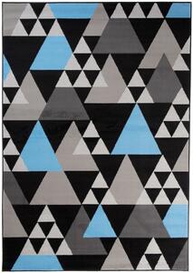 Makro Abra Kusový koberec moderní MAYA Z900B Trojúhelníky modrý černý Rozměr: 140x200 cm