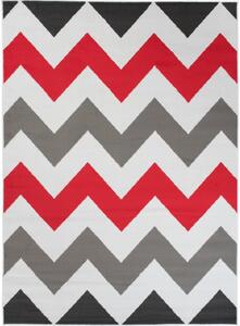Makro Abra Kusový koberec moderní MAYA Z903F šedý červený bílý Rozměr: 200x300 cm