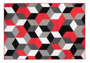 Makro Abra Kusový koberec moderní MAYA Q545A Kostky 3D červený šedý Rozměr: 130x190 cm