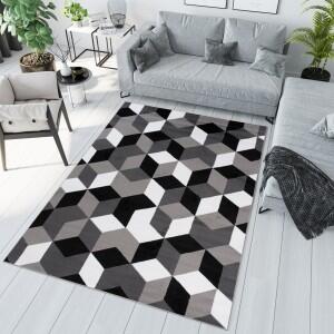 Makro Abra Kusový koberec moderní MAYA Q545A Kostky 3D tmavě šedý Rozměr: 130x190 cm