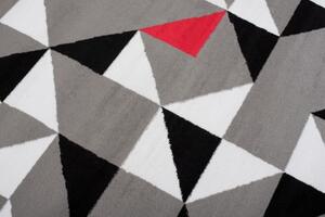 Makro Abra Kusový koberec moderní MAYA Z896D Trojúhelníky šedý červený Rozměr: 80x150 cm