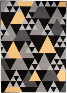 Makro Abra Kusový koberec moderní MAYA Z900C Trojúhelníky šedý žlutý Rozměr: 200x200 cm