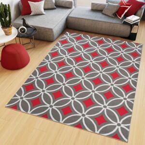 Makro Abra Kusový koberec moderní MAYA Z898D šedý červený Rozměr: 130x190 cm
