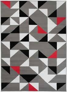 Makro Abra Kusový koberec moderní MAYA Z896D Trojúhelníky šedý červený Rozměr: 140x200 cm