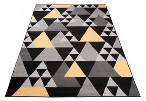 Makro Abra Kusový koberec moderní MAYA Z900C Trojúhelníky šedý žlutý Rozměr: 80x150 cm