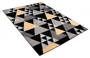 Makro Abra Kusový koberec moderní MAYA Z900C Trojúhelníky šedý žlutý Rozměr: 200x200 cm