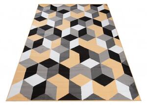 Makro Abra Kusový koberec moderní MAYA Q545A Kostky 3D žlutý šedý Rozměr: 140x200 cm